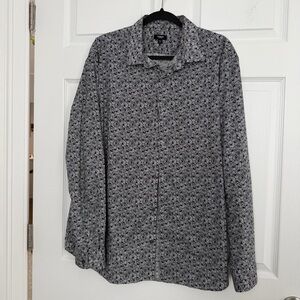 Express Monochrome Floral Button-Up Shirt
